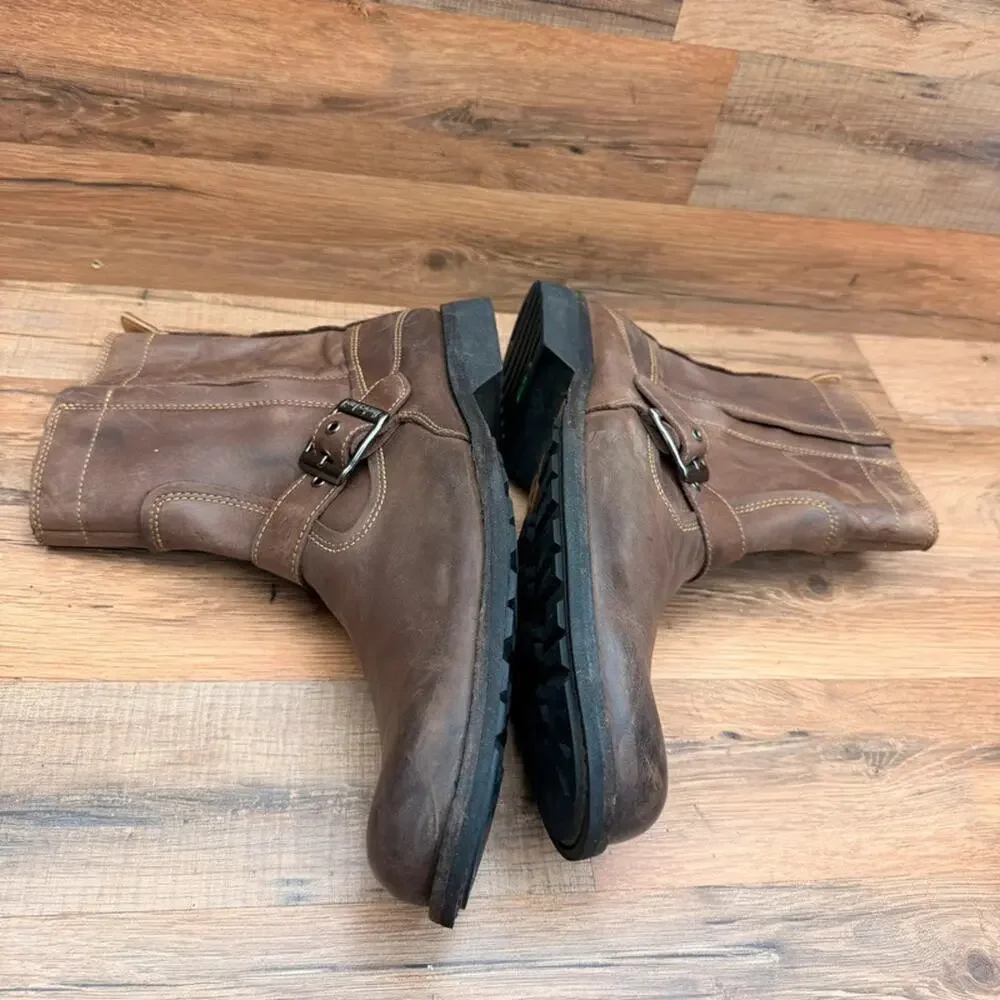Timberland Men's size 12 Earthkeeper City Side Zip Buckle Boot Burnished Brown